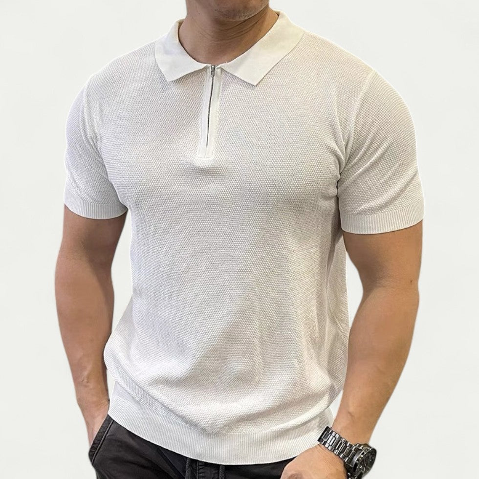 Chemise Tricotée Slim Fit avec Col Zippé pour Homme | Idéale pour un Usage Quotidien et Décontracté