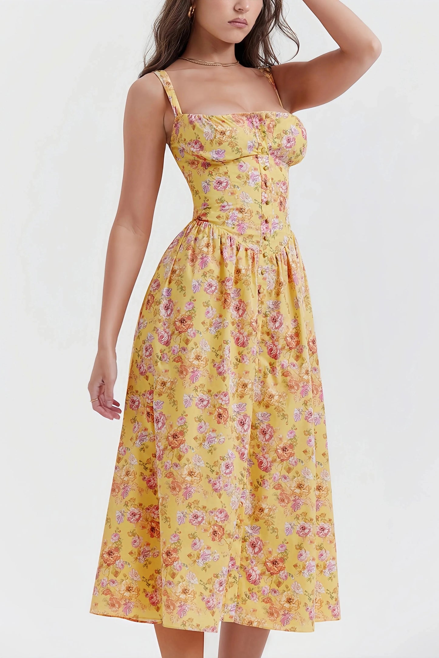 Robe Midi à Imprimé Floral pour Femme | Idéale pour l’Été ou les Occasions Spéciales