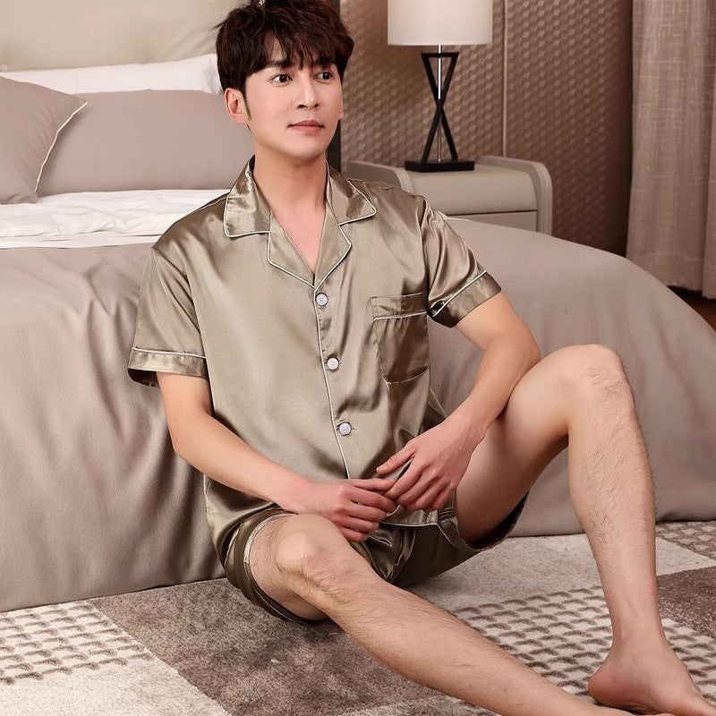 Pyjama d’Été pour Homme avec Haut à Manches Courtes et Pantalon | Idéal pour le Printemps et l’Été