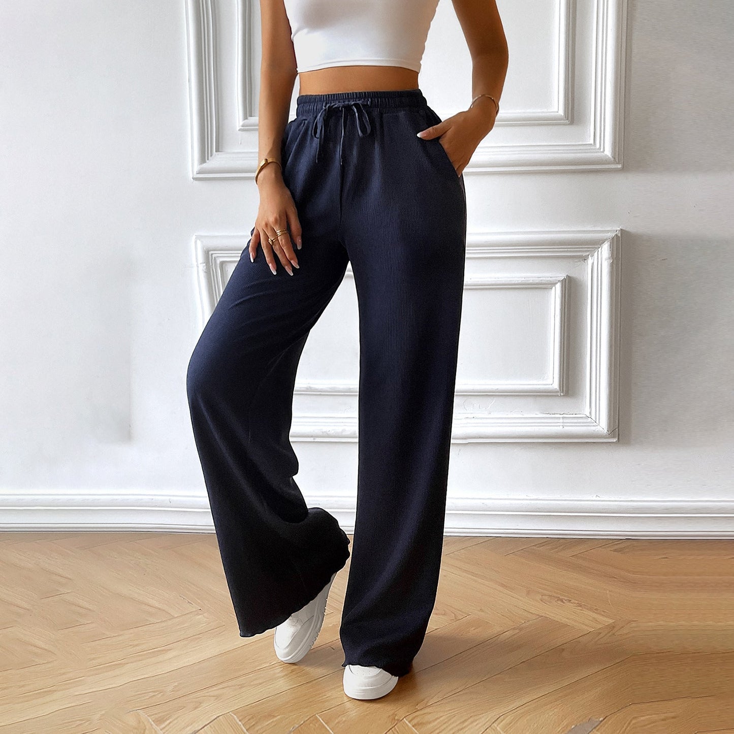 Pantalon Coupe Ample Avec Taille À Cordon Pour Femme | Idéal Pour Usage Quotidien