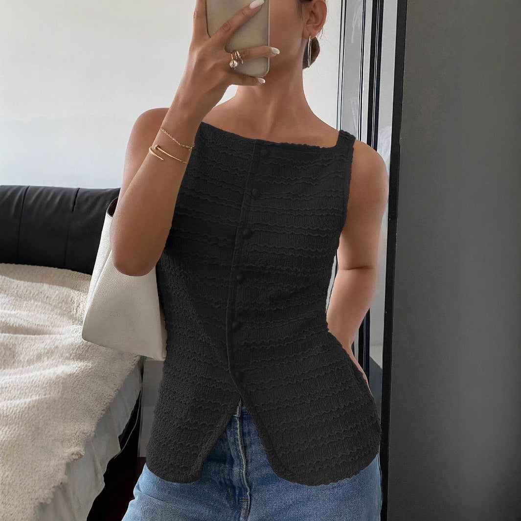 Débardeur Sans Manches Avec Coupe Slim Et Texture Côtelée Pour Femme | Idéal Pour Usage Quotidien Et Saisons Chaudes