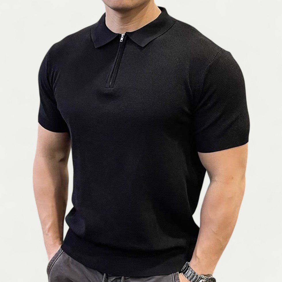 Chemise Tricotée Slim Fit avec Col Zippé pour Homme | Idéale pour un Usage Quotidien et Décontracté