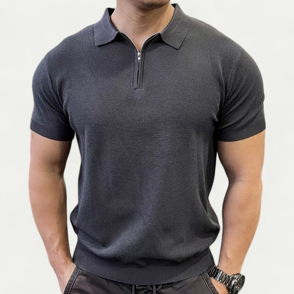 Chemise Tricotée Slim Fit avec Col Zippé pour Homme | Idéale pour un Usage Quotidien et Décontracté