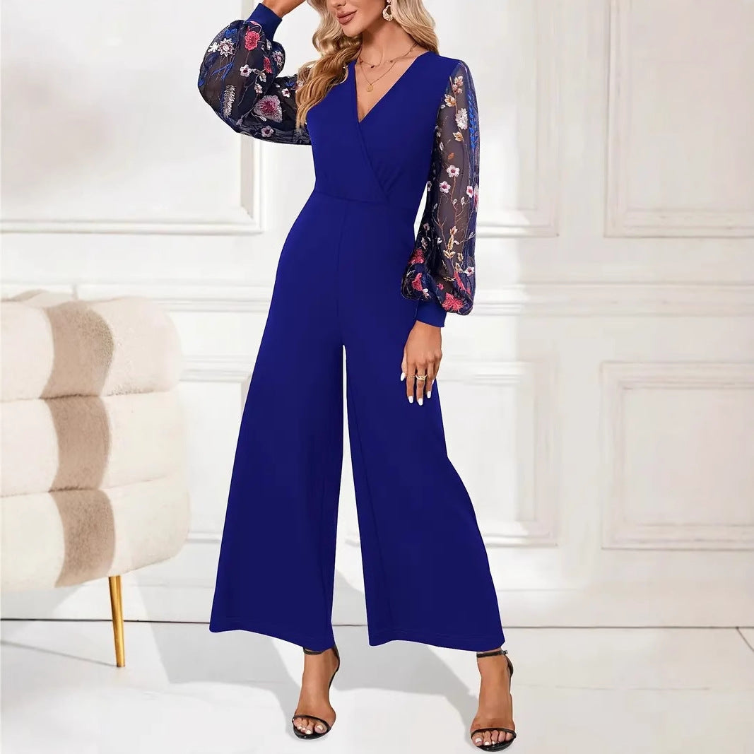 Combinaison Avec Manches En Dentelle Florale Et Coupe Ajustée Pour Femmes | Idéale Pour Les Occasions Festives