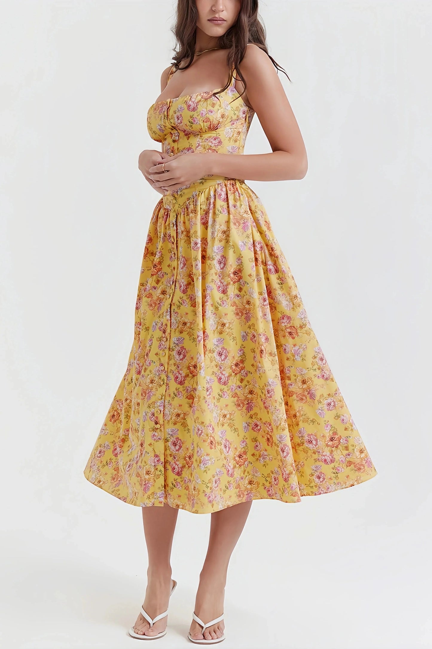 Robe Midi à Imprimé Floral pour Femme | Idéale pour l’Été ou les Occasions Spéciales