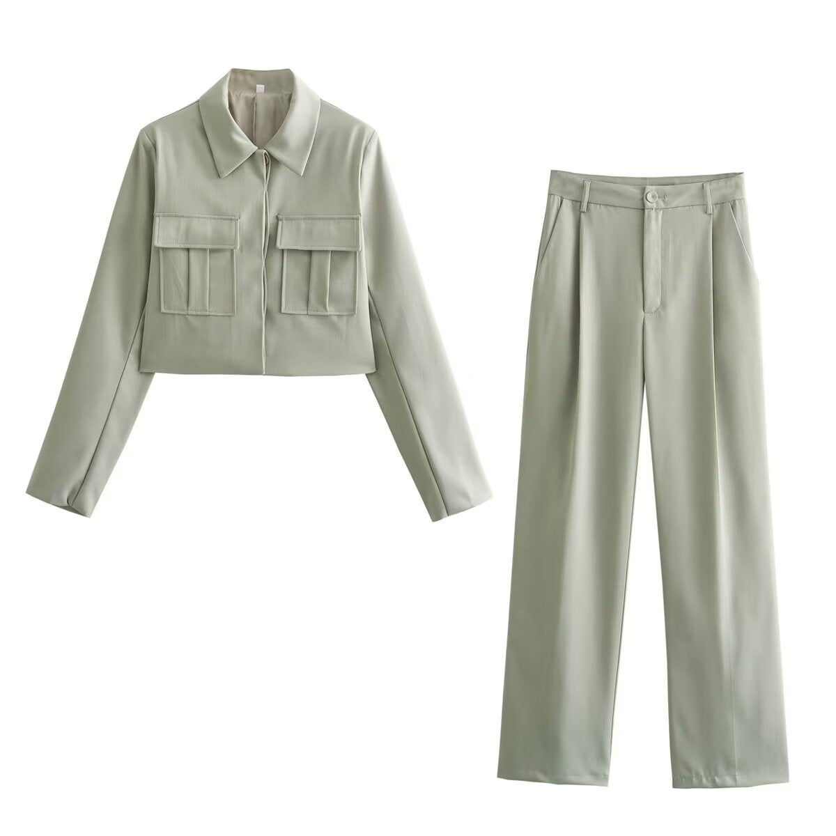 Ensemble Tailleur avec Veste Courte Et Pantalon Large pour Femme | Idéal pour Le Bureau Et Les Sorties Décontractées