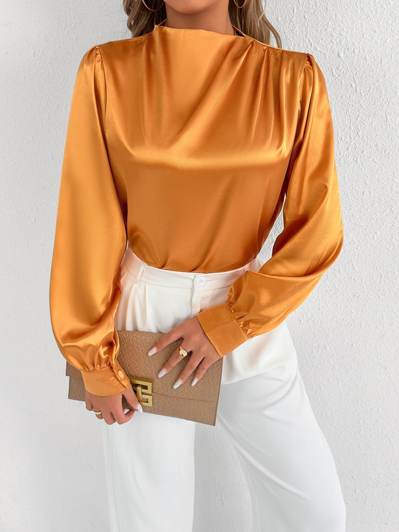 Blouse Avec Col Montant Et Manches Longues Pour Femme | Idéale Pour Le Bureau Et Les Occasions Formelles