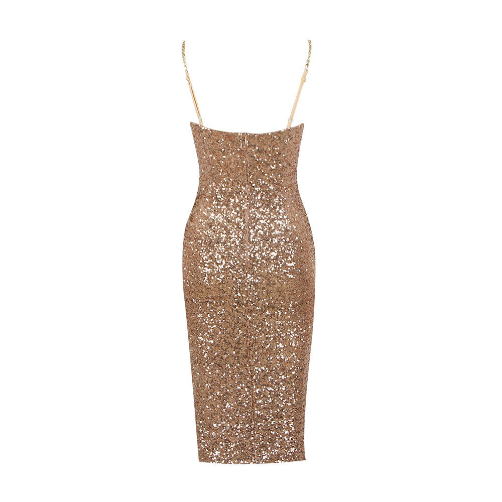 Robe Midi Brillante avec Fermeture à Glissière pour Femme | Idéale pour les Soirées et Événements Spéciaux