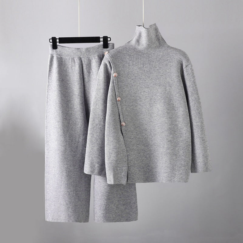 Ensemble En Maille avec Col Roulé Et Pantalon Large pour Femme | Idéal pour L’Automne Et L’Hiver