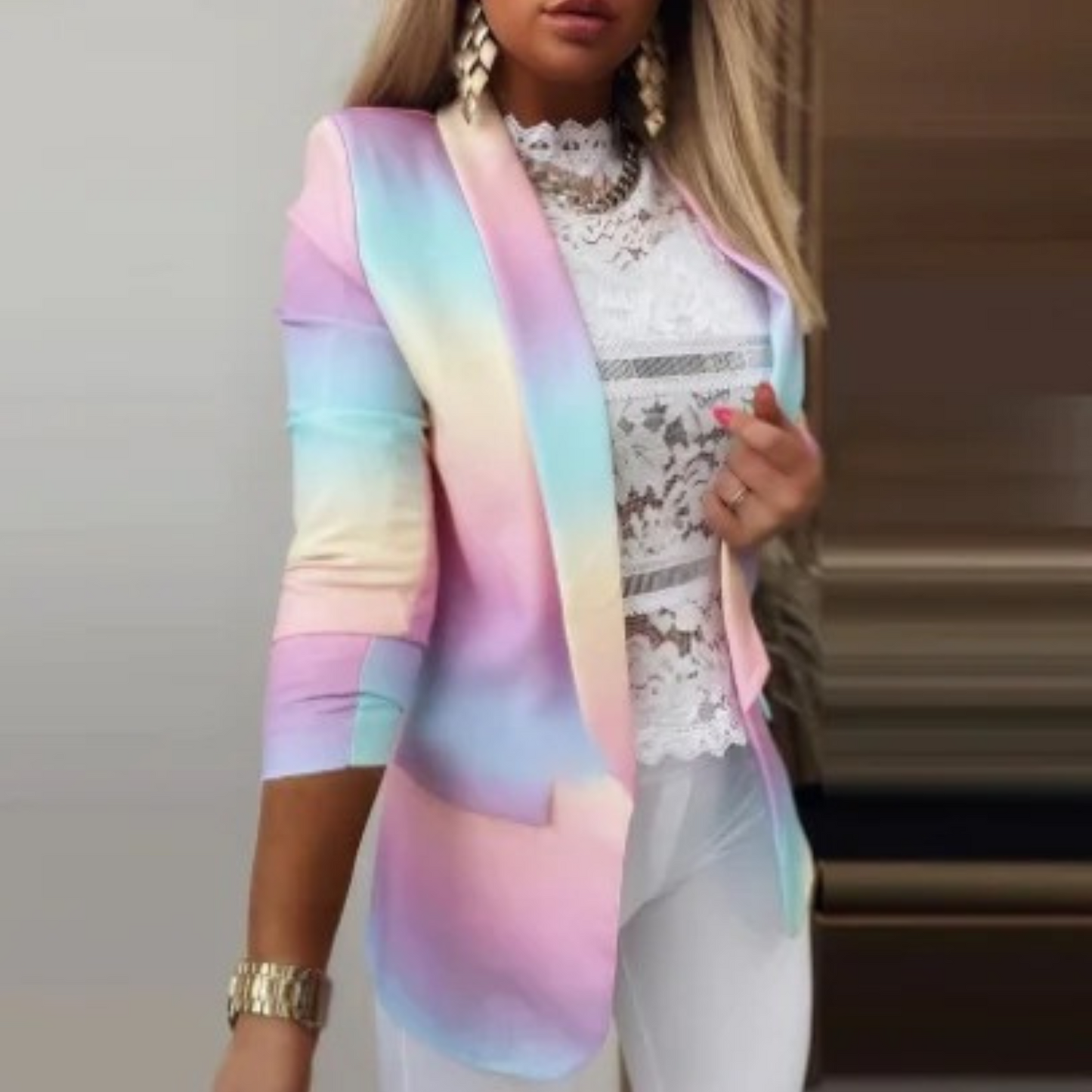 Blazer À Revers Avec Motif Pour Femme | Idéal Pour Le Travail Et Les Occasions Informelles