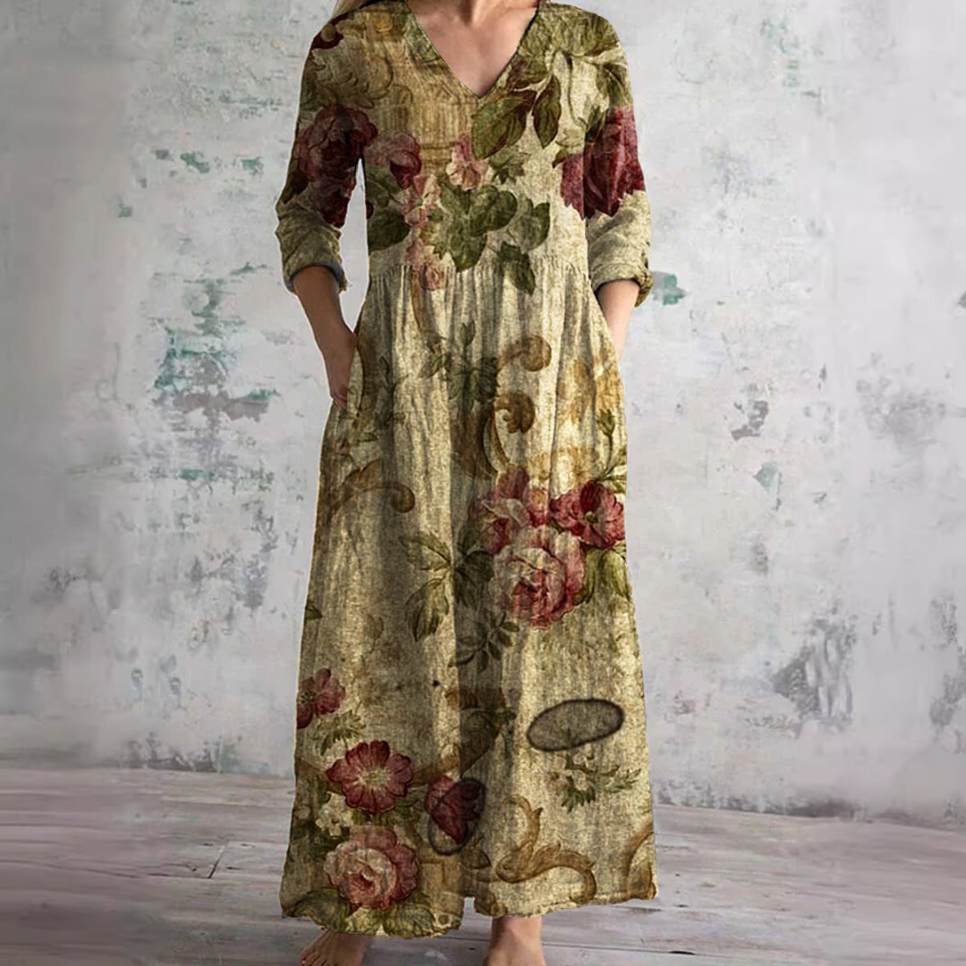 Robe d'Été avec Motif Floral et Col en V pour Femme | Idéale pour la Saison Chaude