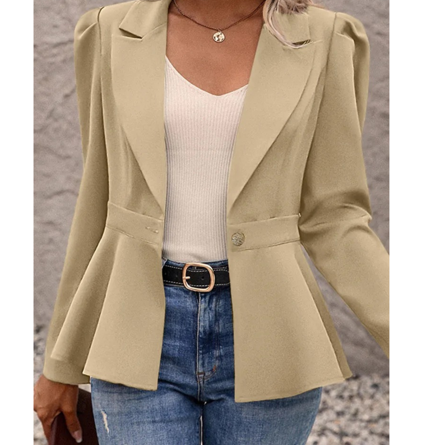 Blazer Uni Avec Col Côtelé Pour Femme | Idéal Pour Le Bureau Et Les Sorties
