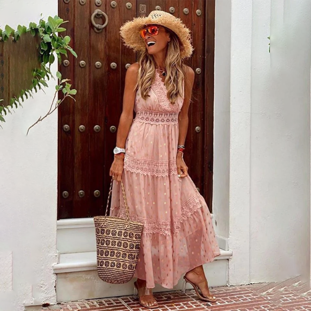 Robe Longue à Détails Boho pour Femme | Idéale pour les Journées d’Été