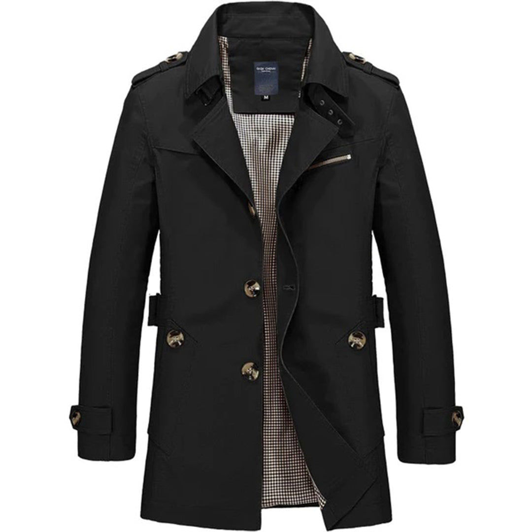 Trench-Coat Long avec Col Haut pour Homme | Idéal pour Automne et Printemps