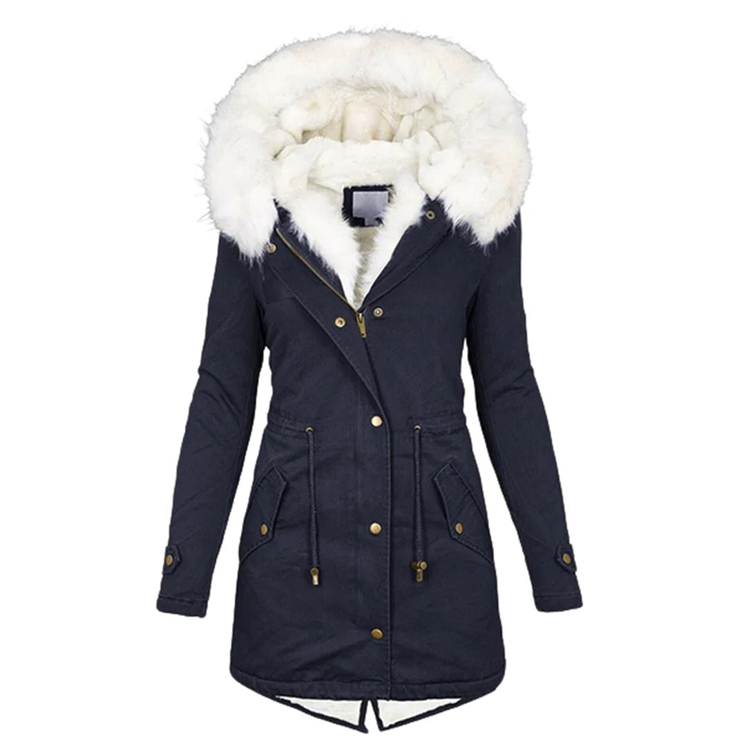 Manteau d’Hiver Long avec Capuche et Col en Fausse Fourrure pour Femme | Idéal par Temps Froid
