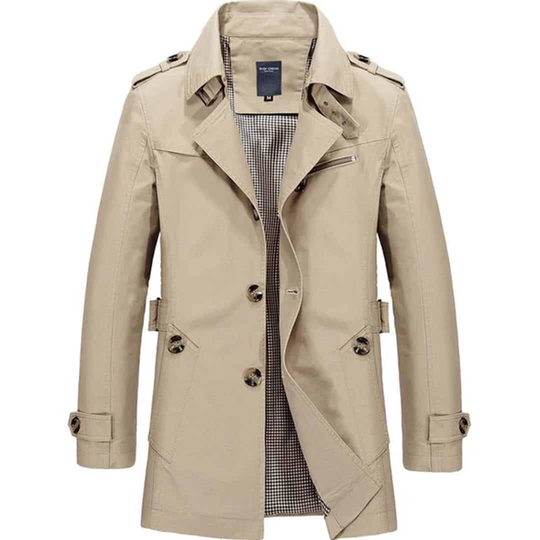 Trench-Coat Long avec Col Haut pour Homme | Idéal pour Automne et Printemps