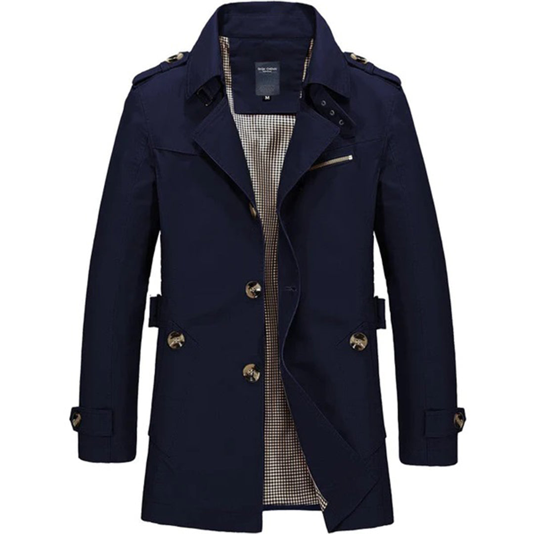 Trench-Coat Long avec Col Haut pour Homme | Idéal pour Automne et Printemps