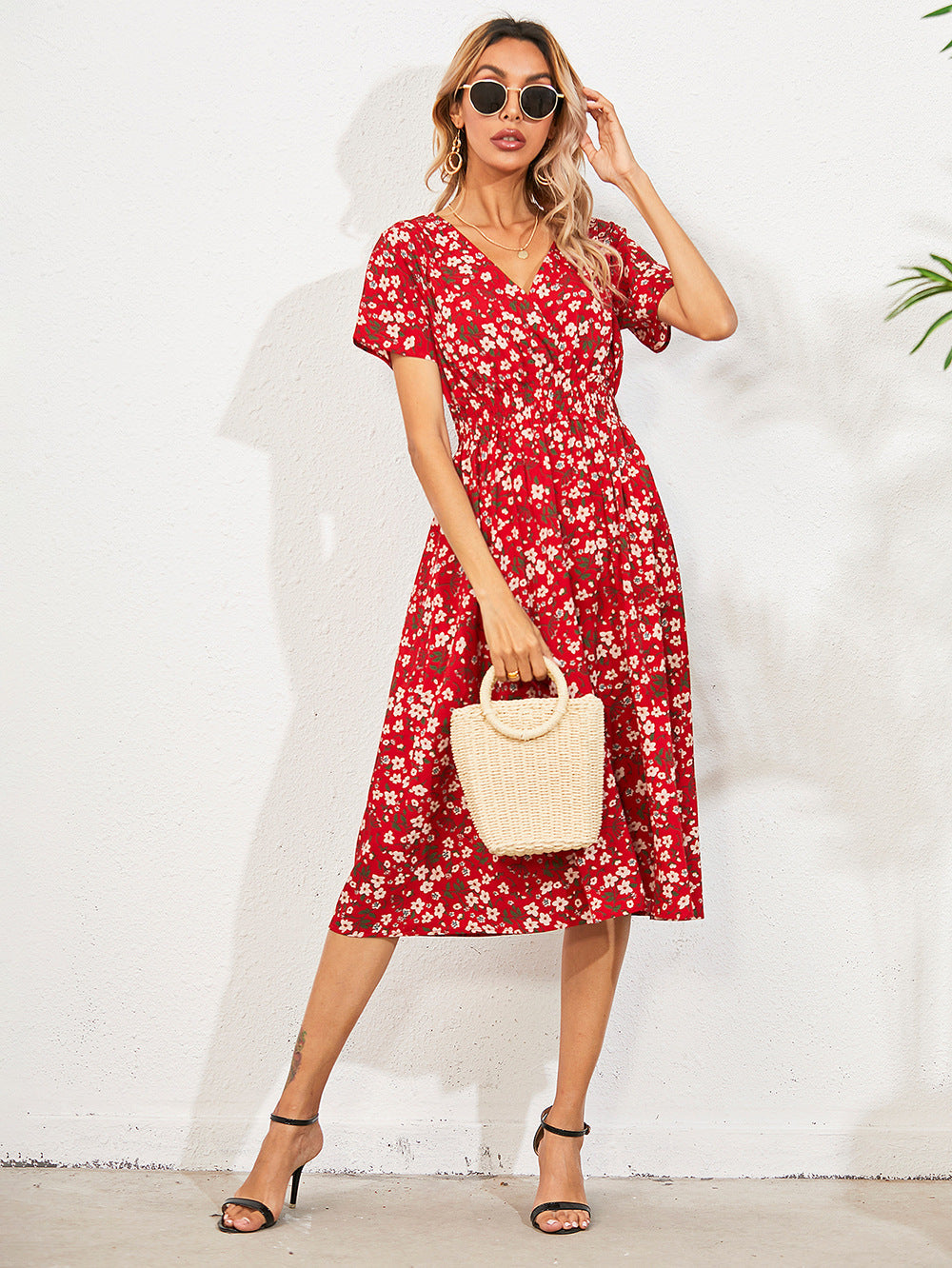 Robe à Fleurs avec Manches Bouffantes pour Femme | Idéale pour les Occasions Estivales