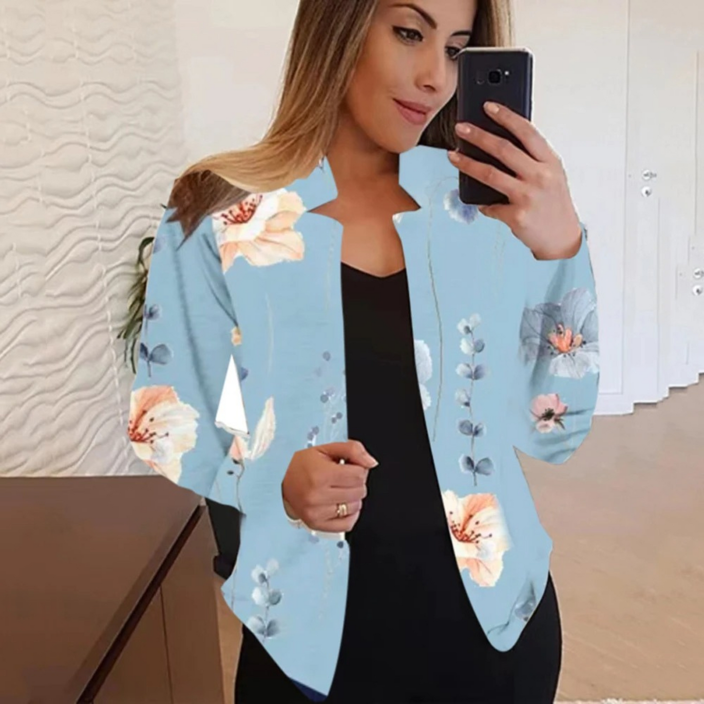 Blazer À Coupe Droite Avec Motif Artistique Pour Femme | Idéal Pour Le Travail Et Les Sorties