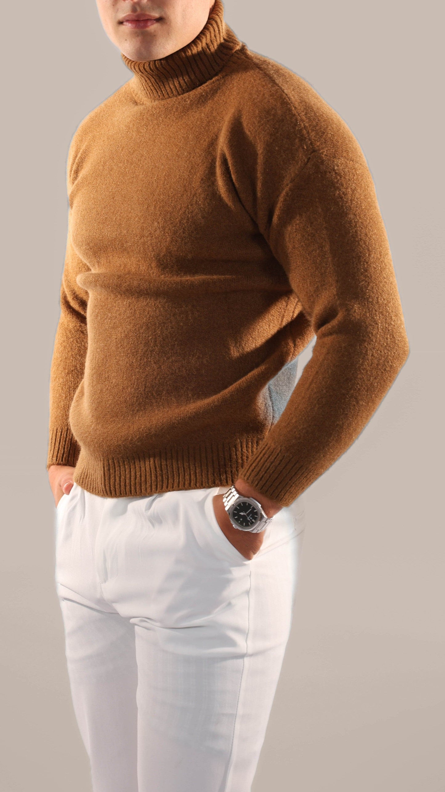 Pull À Col Roulé avec Manches Ajustables pour Homme | Idéal pour La Superposition
