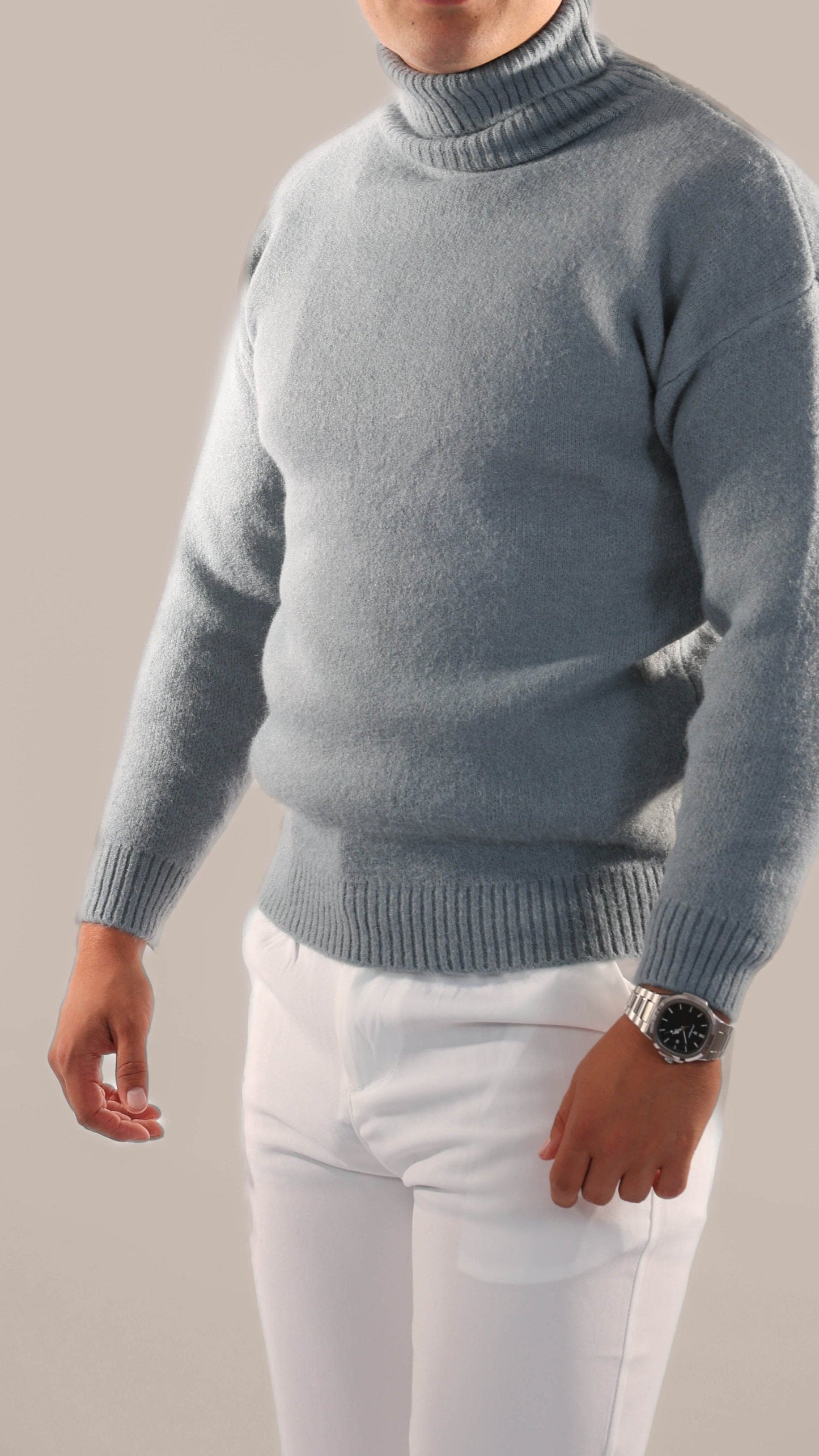 Pull À Col Roulé avec Manches Ajustables pour Homme | Idéal pour La Superposition