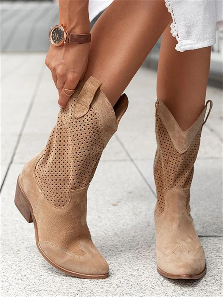 Bottes style western avec perforations pour femmes | Idéal pour l’été et les sorties