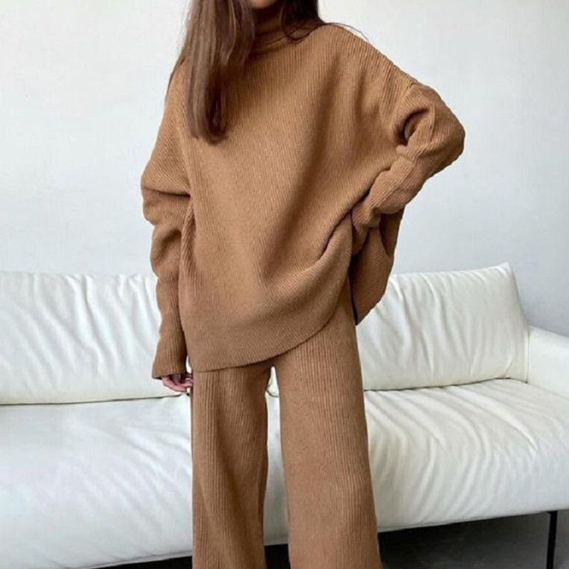 Ensemble Deux Pièces Oversize en Maille Pour Femmes | Idéal Pour Usage Quotidien