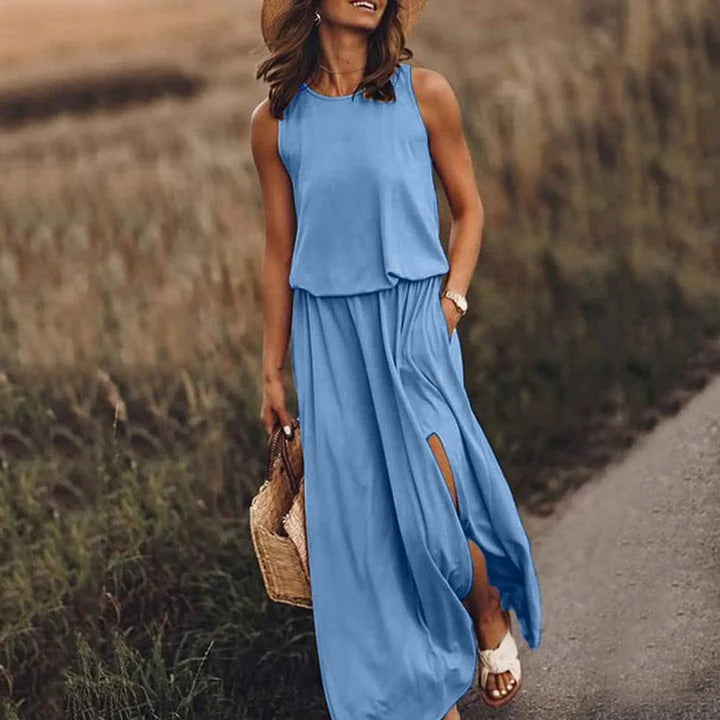 Robe Longue Noire avec Fente Haute pour Femme | Idéale pour les Soirées