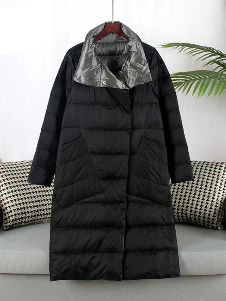 Manteau Long à Carreaux avec Poches pour Femme | Idéal pour l’Hiver
