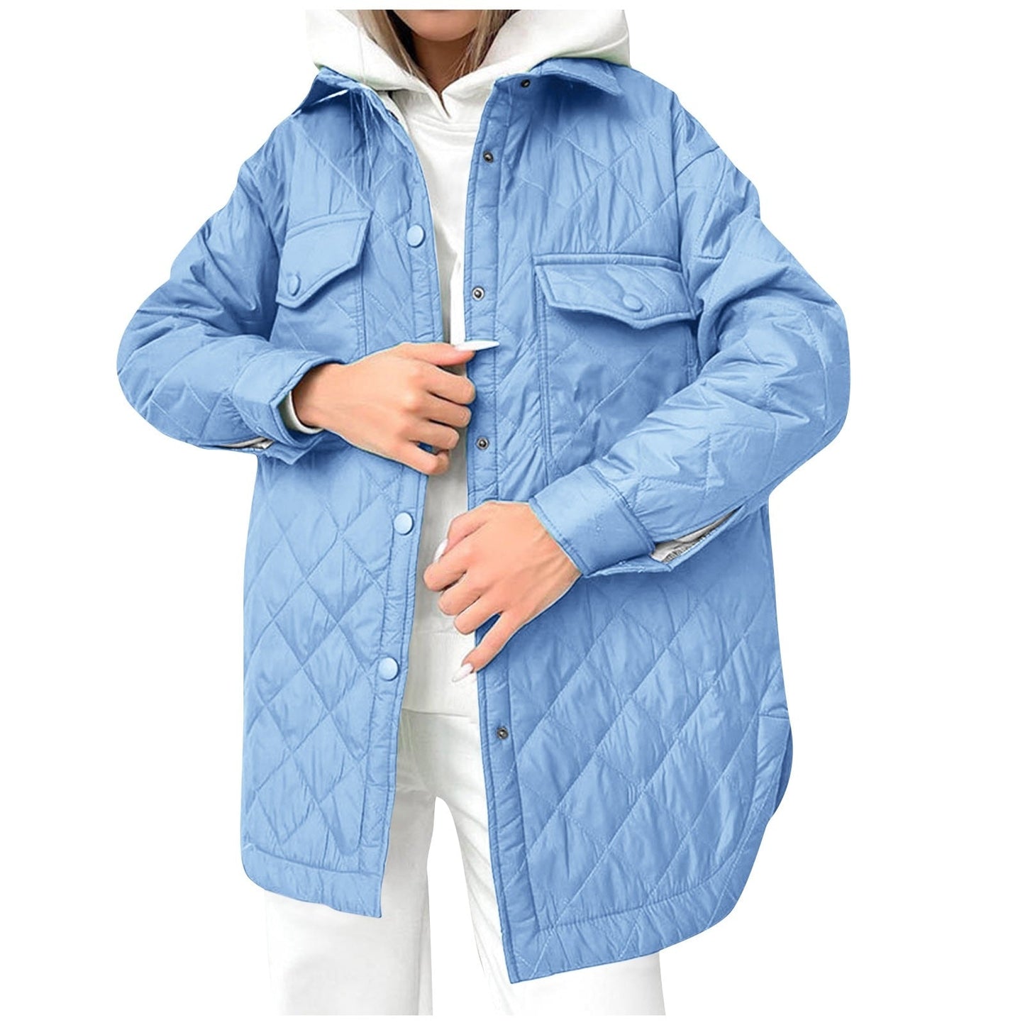 Veste Longue Matelassée avec Fermeture À Pressions pour Femmes | Idéale pour L’Hiver
