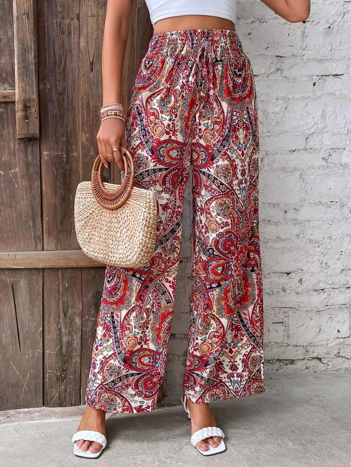 Pantalon Large Avec Motif Paisley Pour Femmes | Idéal Pour Usage Quotidien Et Temps Chaud