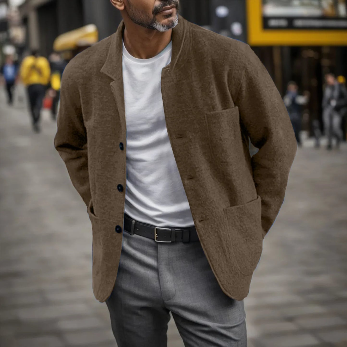 Veste À Boutons Avec Col Classique Et Poches Plaquées Pour Homme | Idéale Pour La Mi-Saison
