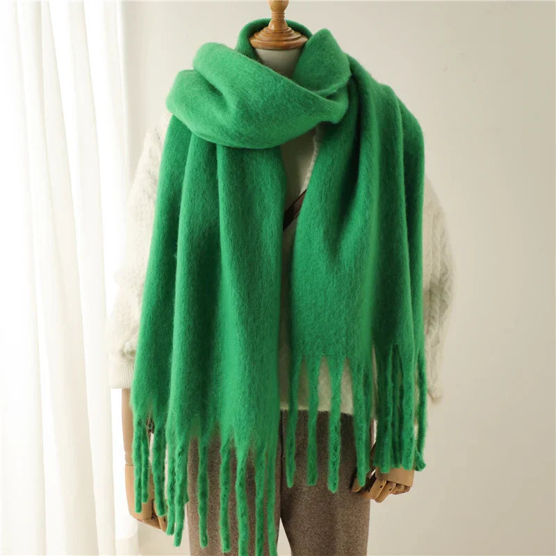 Écharpe D’Hiver Colorée pour Femme Avec Finition À Franges | Idéale pour La Saison Froide