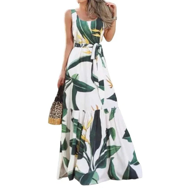 Robe Maxi Noire à Motif Floral pour Femme | Idéale pour l'Été