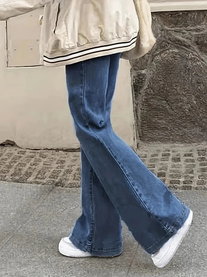 Jean Flare avec Taille Haute et Chaîne Amovible pour Femme | Idéal pour le Quotidien