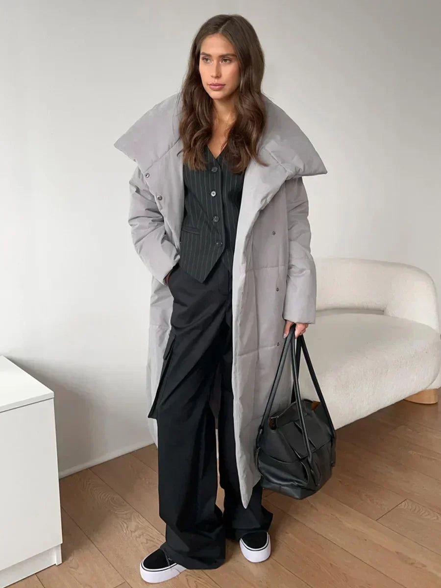 Manteau Parka Long Matelassé avec Ceinture pour Femme | Idéal pour l’Hiver