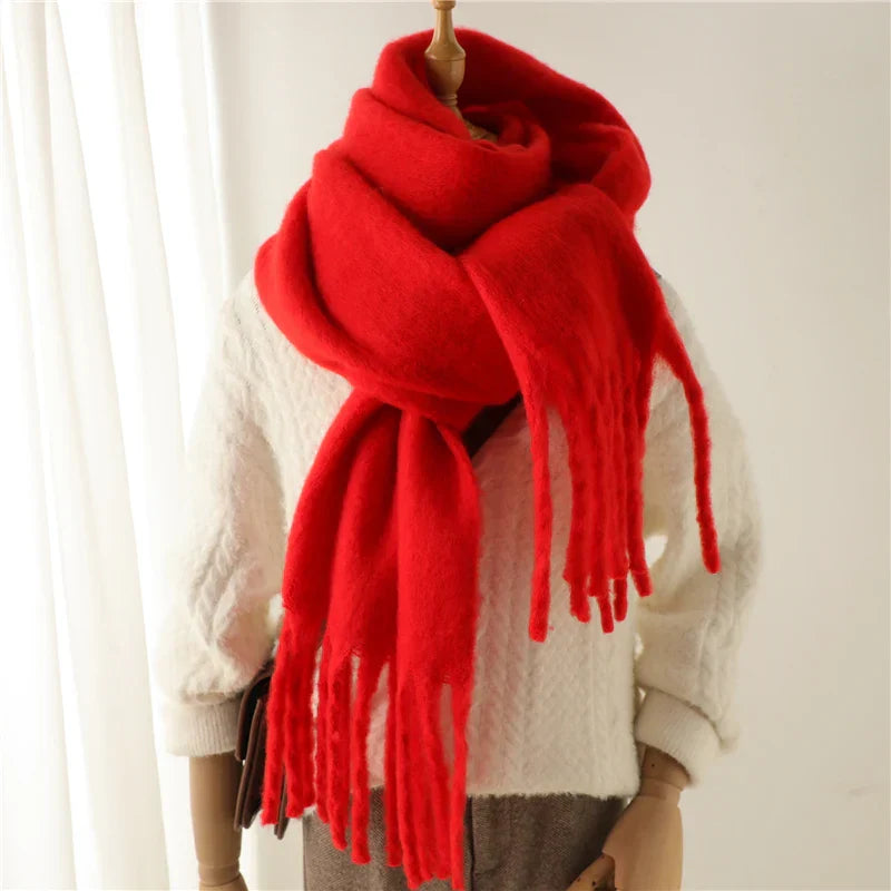 Écharpe D’Hiver Colorée pour Femme Avec Finition À Franges | Idéale pour La Saison Froide