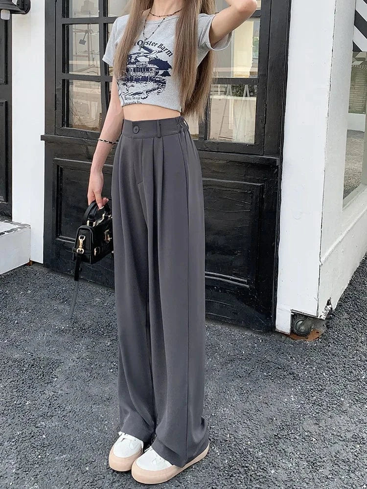 Pantalon Taille Haute Avec Coupe Large Et Fermeture À Bouton Pour Femmes | Idéal Pour Usage Quotidien