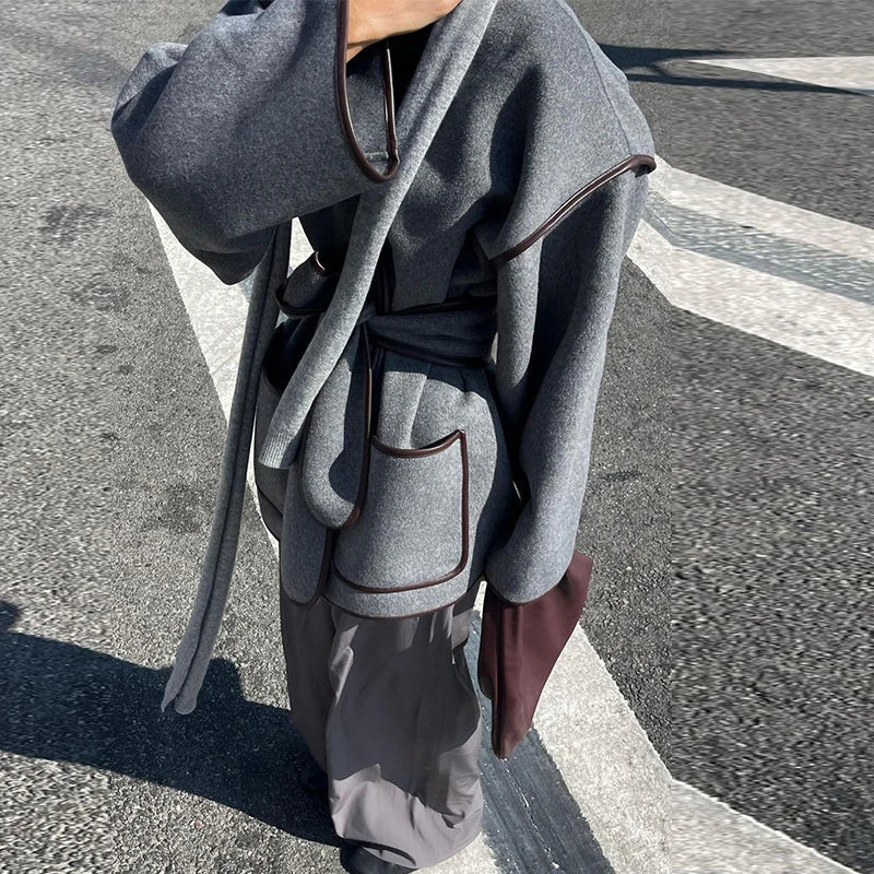 Veste à Ceinture et Col V pour Femme | Idéale pour l’Automne et l’Hiver