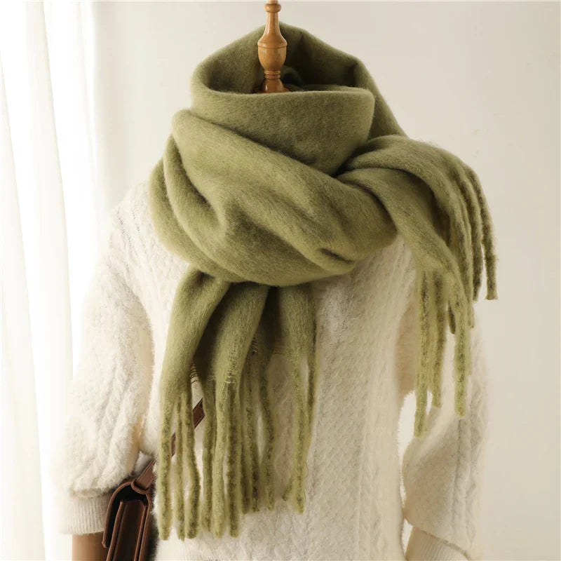Écharpe D’Hiver Colorée pour Femme Avec Finition À Franges | Idéale pour La Saison Froide