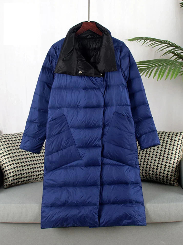 Manteau Long à Carreaux avec Poches pour Femme | Idéal pour l’Hiver
