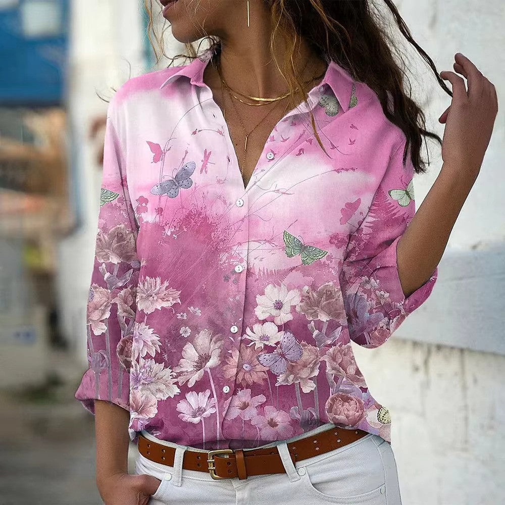 Blouse à Manches Longues avec Imprimé Floral pour Femmes | Idéal pour l’Été