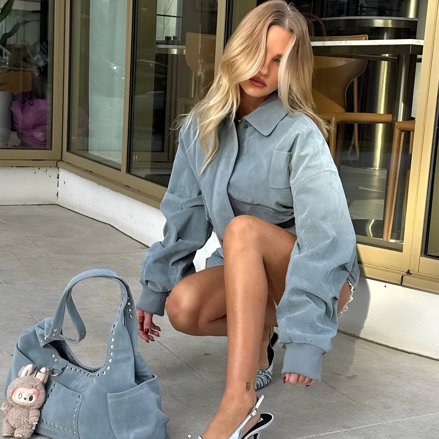 Manteau Long Oversize avec Finition Aspect Daim pour Femme | Idéal pour la Mi-Saison
