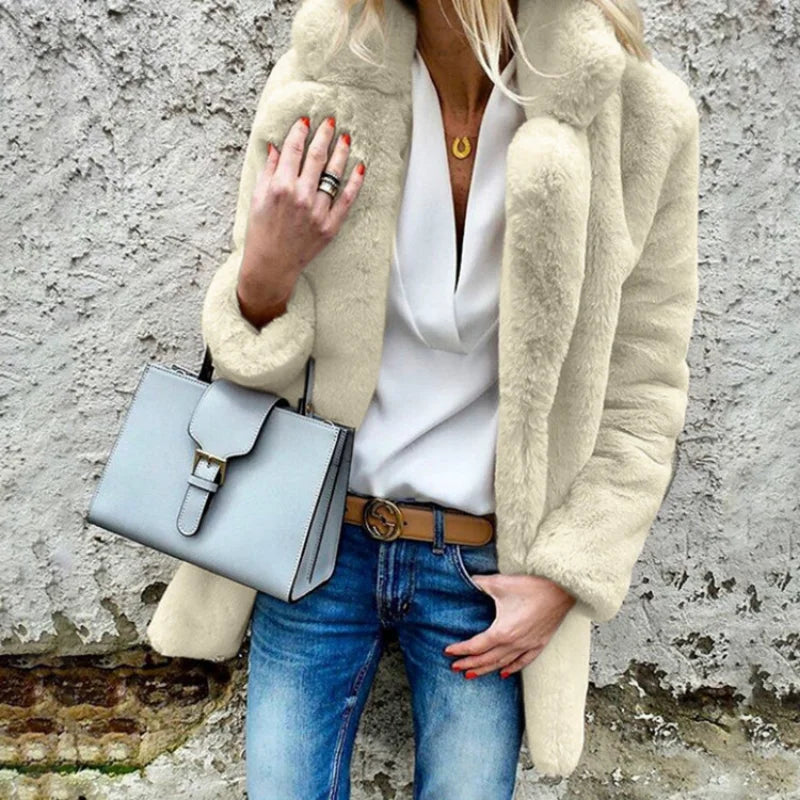 Manteau d’Hiver avec Texture Douce et Coupe Mi-Longue pour Femme | Idéal pour Temps Froid