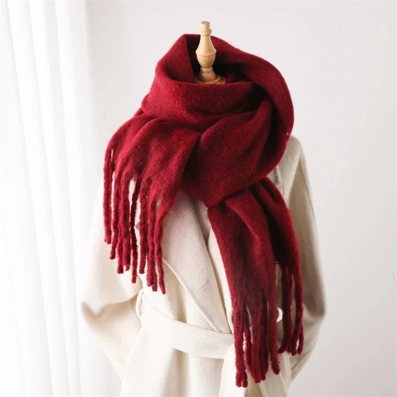 Écharpe D’Hiver Colorée pour Femme Avec Finition À Franges | Idéale pour La Saison Froide