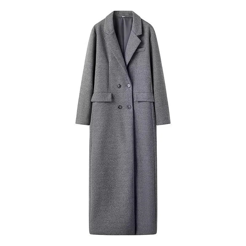 Manteau Long à Col Revers et Double Boutonnage pour Femme | Idéal pour l’Automne et l’Hiver