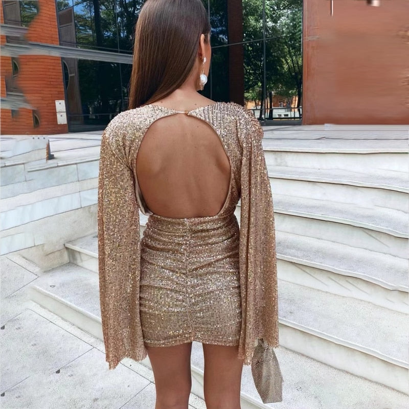Robe Courte À Paillettes avec Coupe Ajustée pour Femmes | Idéale pour Les Soirées Et Événements