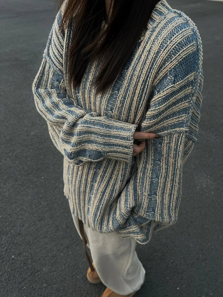 Pull À Rayures avec Coupe Oversize pour Femme | Idéal pour Un Usage Quotidien