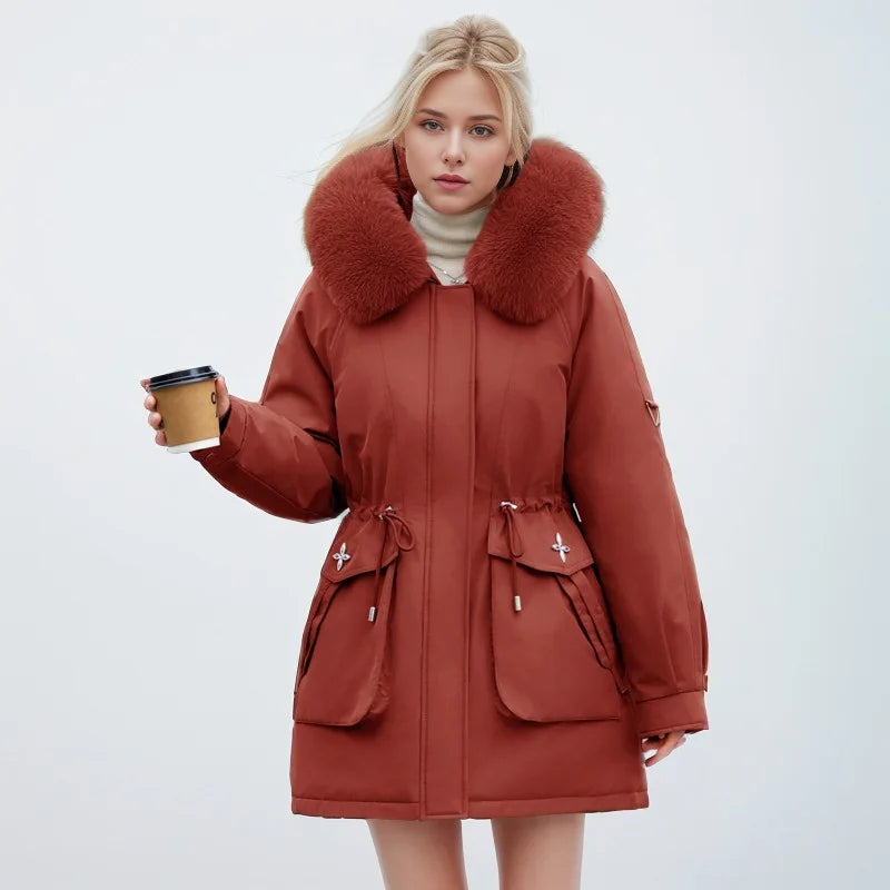 Veste à Col Imitation Fourrure avec Poches pour Femmes | Idéale pour la Saison Hivernale