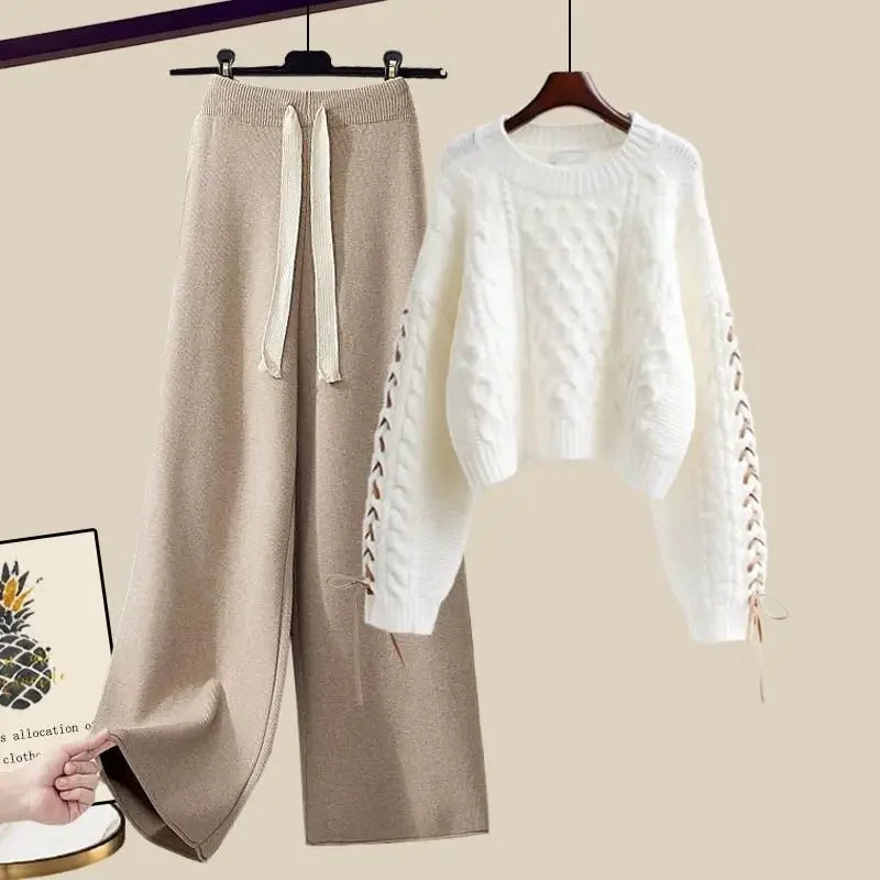 Ensemble Décontracté Deux Pièces avec Pull et Pantalon pour Femmes | Idéal pour l’Automne et l’Hiver